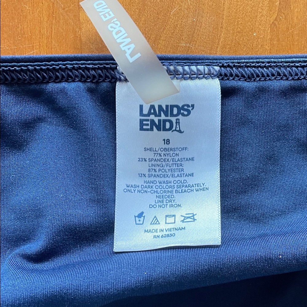 Lands' End Swimsuit Tankini Swim Dress Blue & White Slimming Plus Size 18 - Picture 5 of 13
